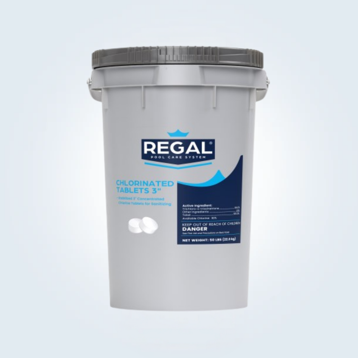 Regal 3 inch chlorinated tablets, 50 lb pail