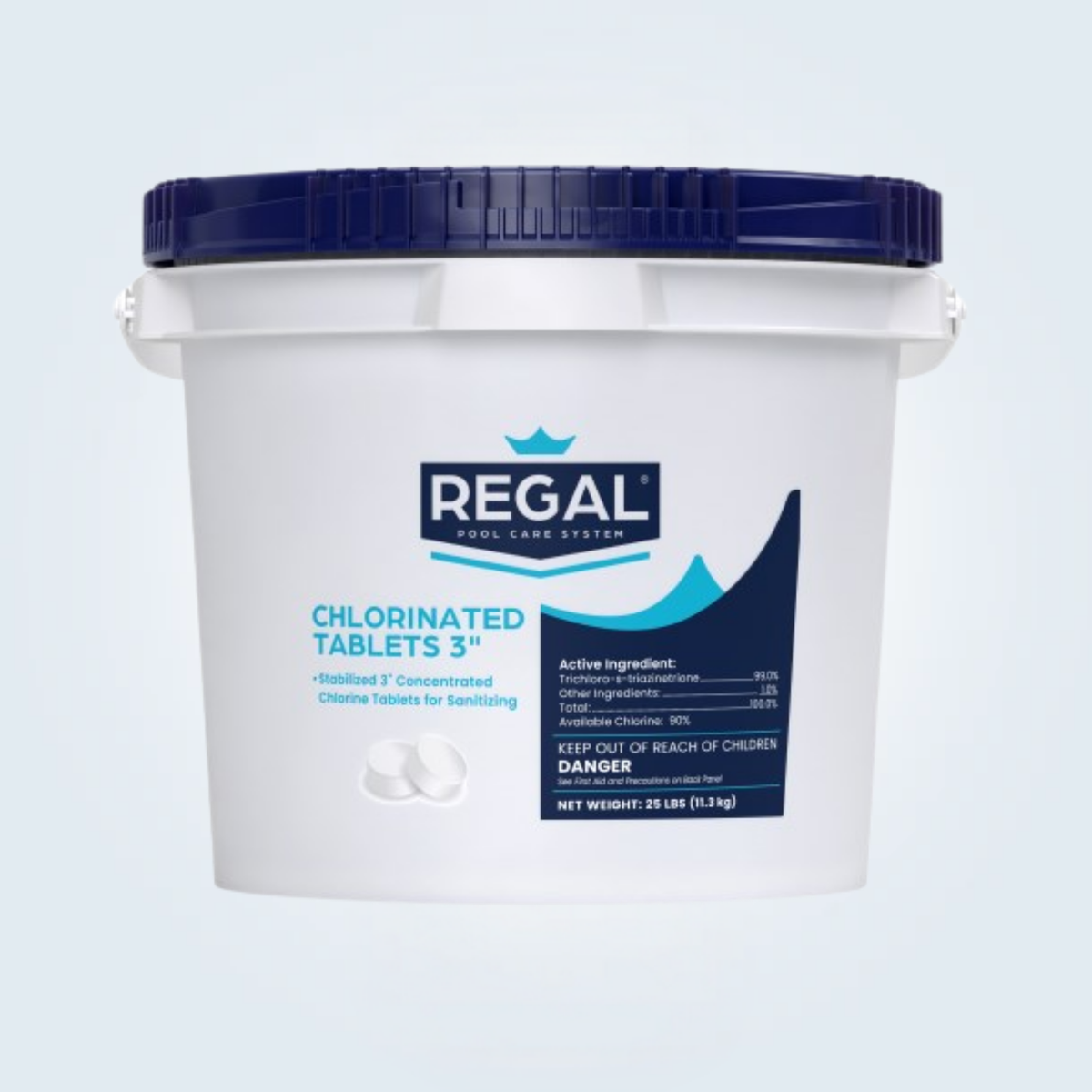Regal 3 inch chlorinated tablets, 25 lb pail